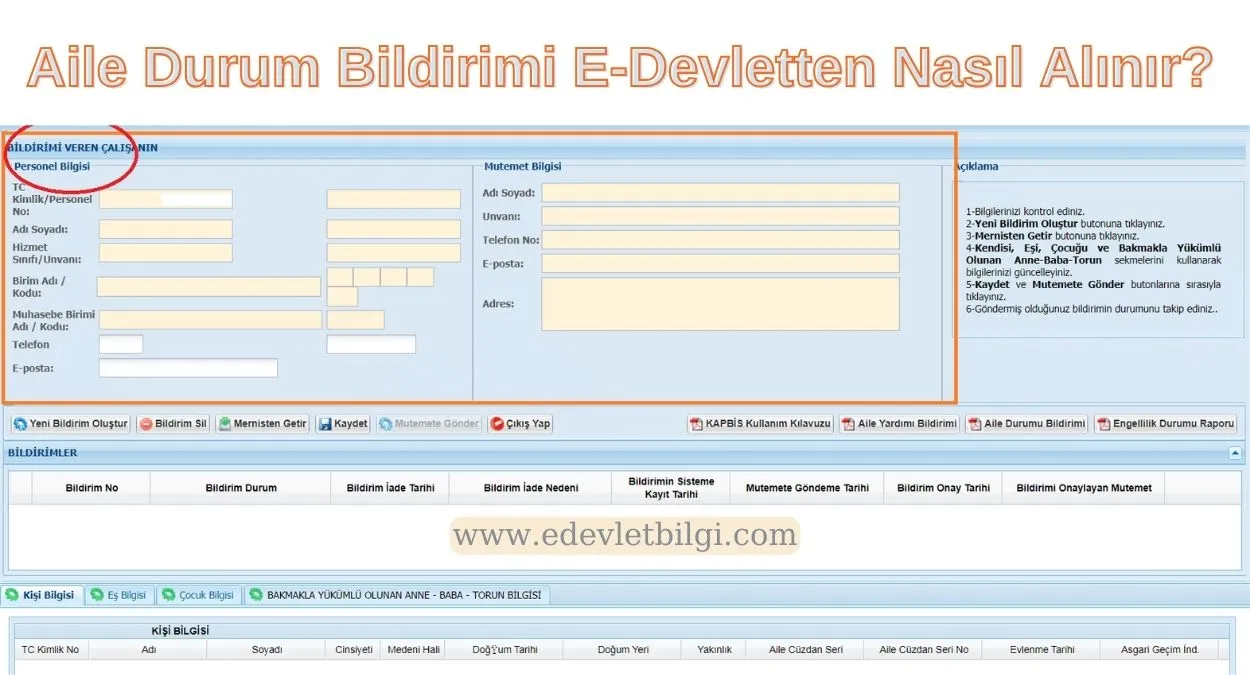 Kamu Personeli Aile Yardımı ve Aile Durum Bildirimi 2024